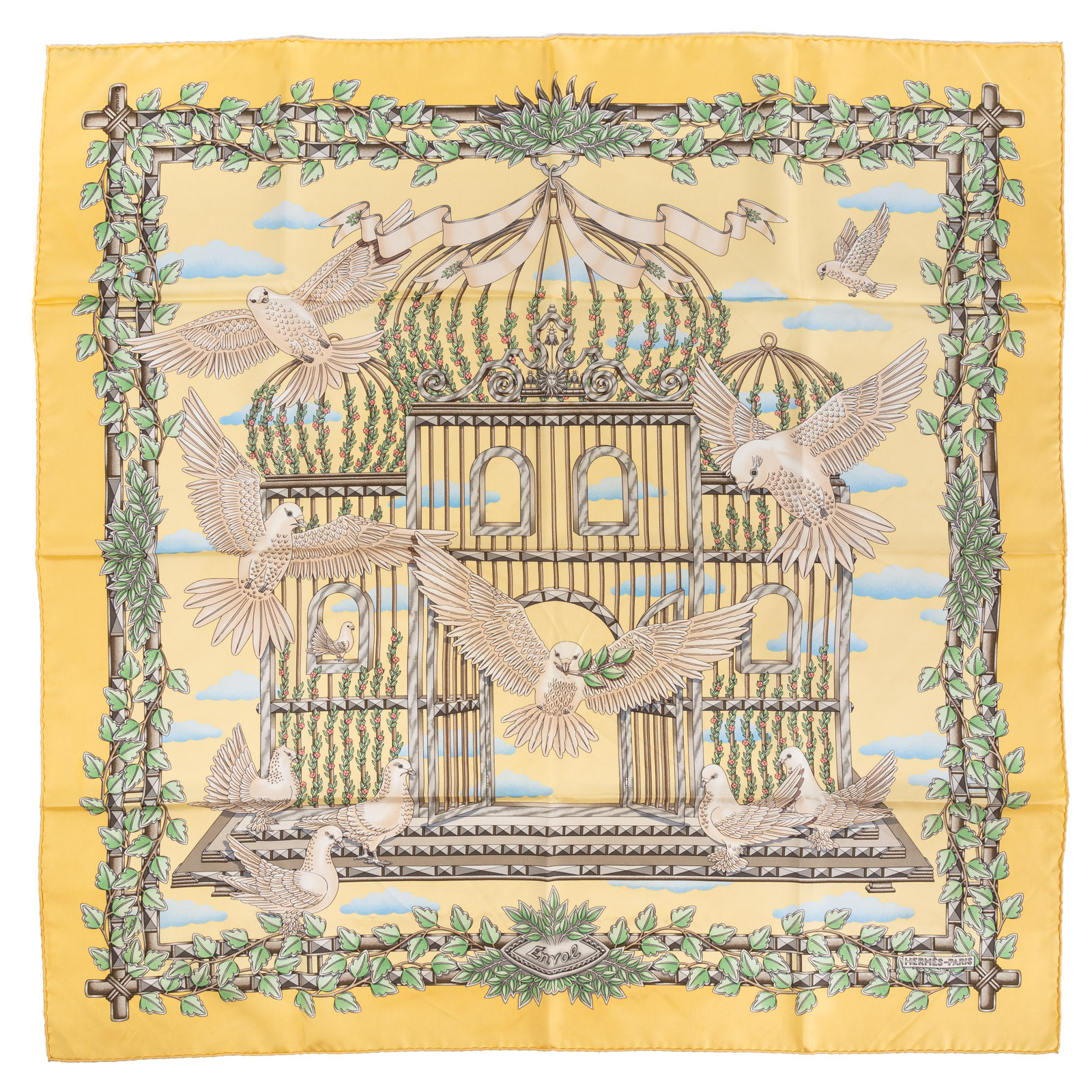 Appraisal: AN HERMES ENVOL SCARF A yellow green and multicolor Hermes