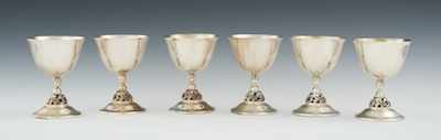 Appraisal: A Set of Six Sterling Silver Danish Style Wine Goblets