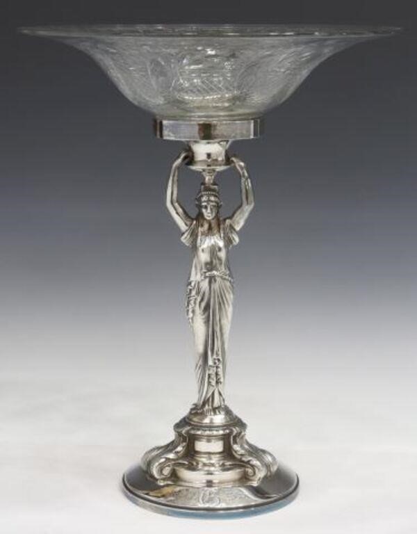 Appraisal: American silverplate compote centerpiece Simpson Hall Miller Company Connecticut early