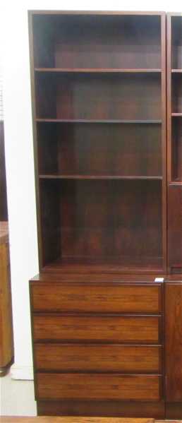 Appraisal: DANISH MODERN ROSEWOOD SHELVING UNIT ON CHEST Gunni Omann design