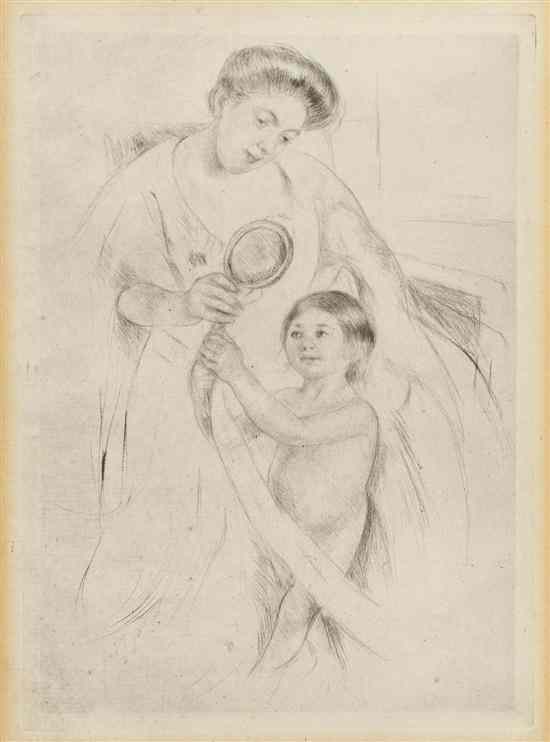 Appraisal: Mary Cassatt American - Looking into the Hand Mirror No