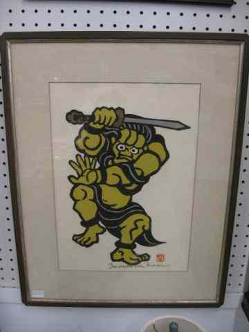 Appraisal: Yosmitoshi Mori Woodblock warrior well listed artist signed '' x