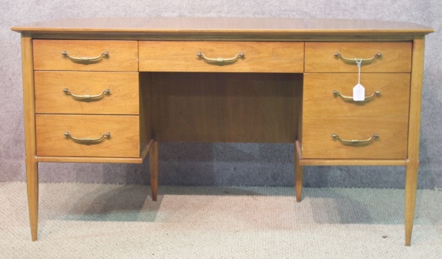 Appraisal: Danish Modern Style Writing DeskDemilune shape With kneehole and single