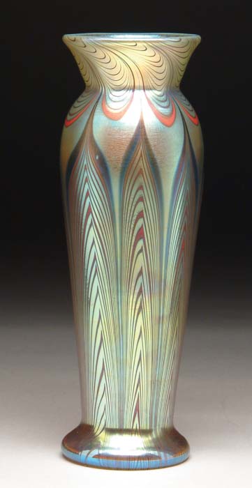 Appraisal: LUNDBERG STUDIOS VASE Fine Lundberg Studios vase has pulled feather