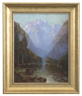 Appraisal: George Thompson Pritchard Lake through a mountain landscape signed lower