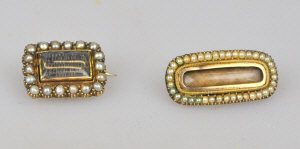 Appraisal: Two early Victorian brooches both surrounded by seed pearls one