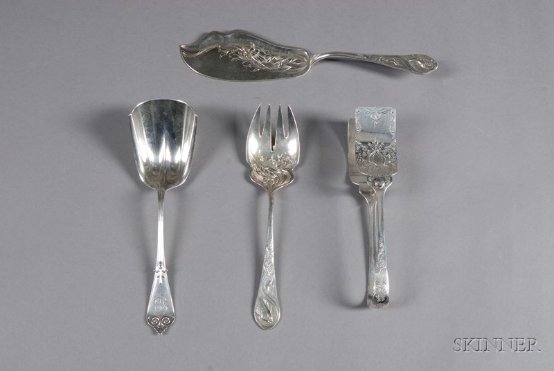 Appraisal: Four Silver Flatware Servers a Tiffany Co Tiffany pattern cracker