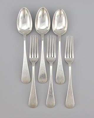 Appraisal: Three Forks and Three Serving Spoons Tiffany Co Each spoon