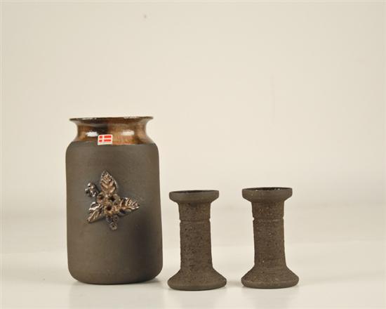 Appraisal: Three Lehmann Denmark Ceramic Pieces to include two candlesticks and