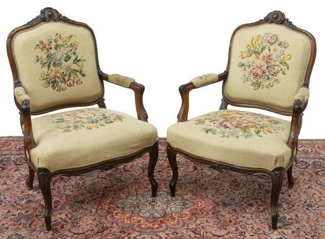 Appraisal: lot of French Louis XV style rosewood armchairs th c