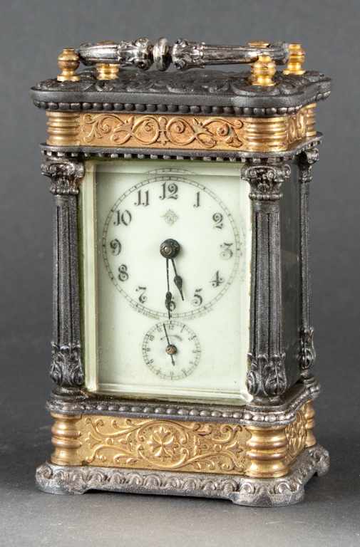 Appraisal: Ansonia brass and metal carriage clock late th century in