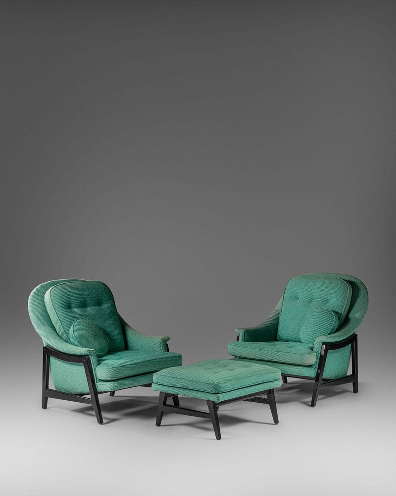 Appraisal: Edward Wormley American - Pair of Lounge Chairs with Ottoman