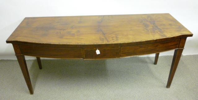 Appraisal: A GEORGE III MAHOGANY SERVING TABLE th century of bowed