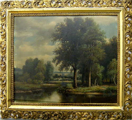 Appraisal: Pair of oil on board country landscapes late th c