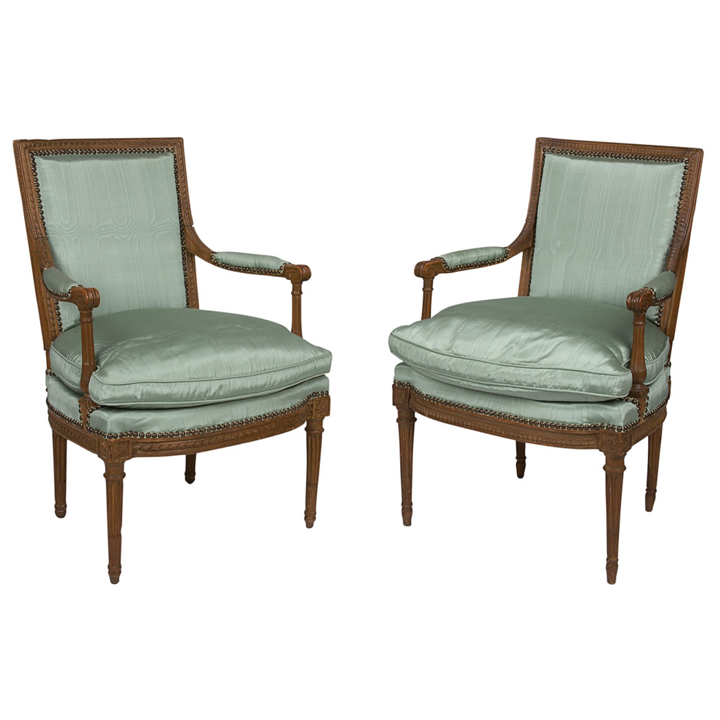 Appraisal: Pair of Louis XVI Beechwood Fauteuils en Cabriolet Attributed to