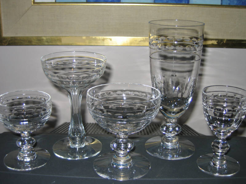 Appraisal: ETCHED GLASS STEMWARE SERVICE comprising ten each water goblet champagne