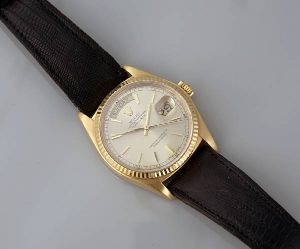 Appraisal: Rolex An k gold Day-Date wristwatch with later strap together