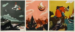 Appraisal: THREE COLOR LITHOGRAPHS BY YEVGENIA ENDRIKSON RUSSIAN - Three Prints