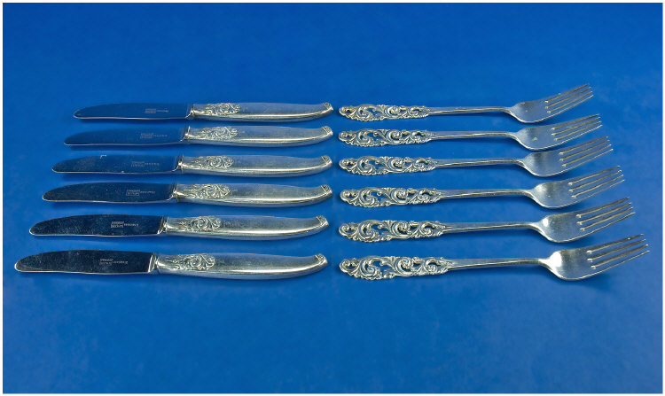 Appraisal: Norwegian Silver Flatware Set Of Six Silver Knives And Forks