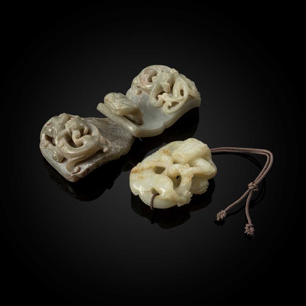 Appraisal: TWO JADE ORNAMENTS MING TO QING DYNASTY TH- TH CENTURY