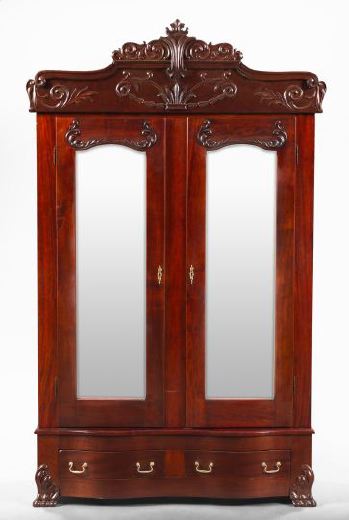 Appraisal: American Late Victorian Mahogany Armoire ca the shaped crest with