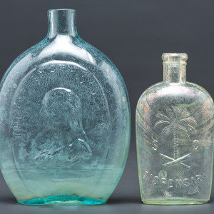 Appraisal: A Washington-Taylor Portrait Flask and South Carolina Dispensary Flask American