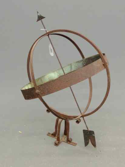 Appraisal: Wrought iron and tin armillary sphere '' Ht