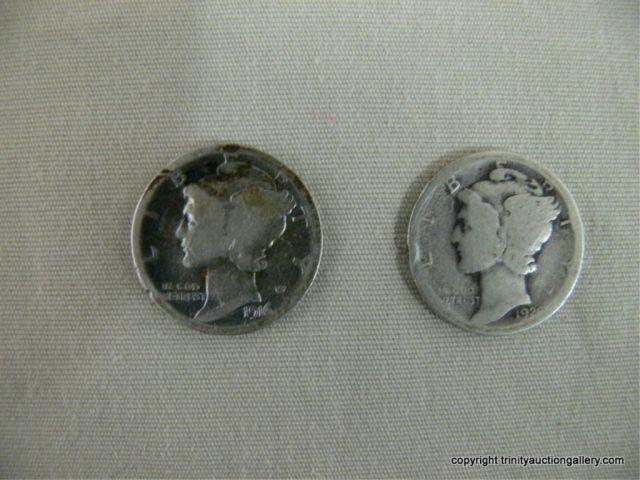 Appraisal: Two Silver Mercury Head Cent Dime Coins - is a