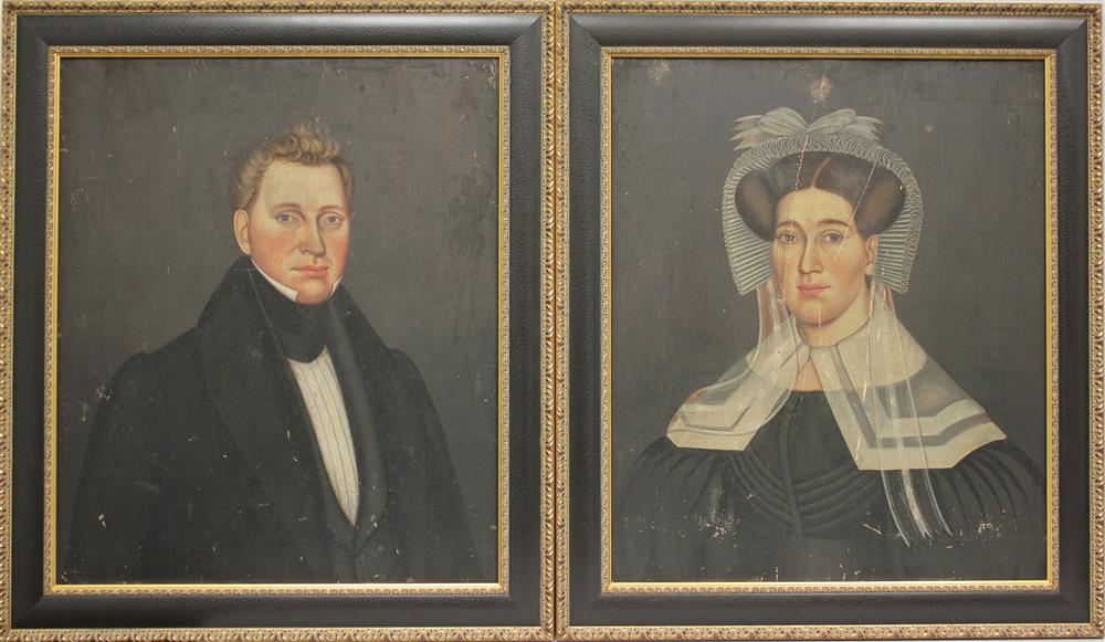 Appraisal: PROBABLY MILTON W HOPKINS AMERICAN - A PAIR OF PORTRAITS