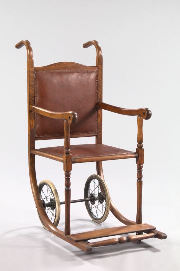 Appraisal: English Mixed Woods Invalid's Chair early th century the padded