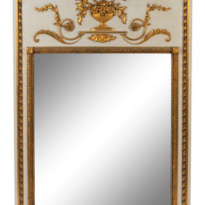 Appraisal: A Neoclassical Style Painted and Parcel Gilt Trumeau Mirror TH