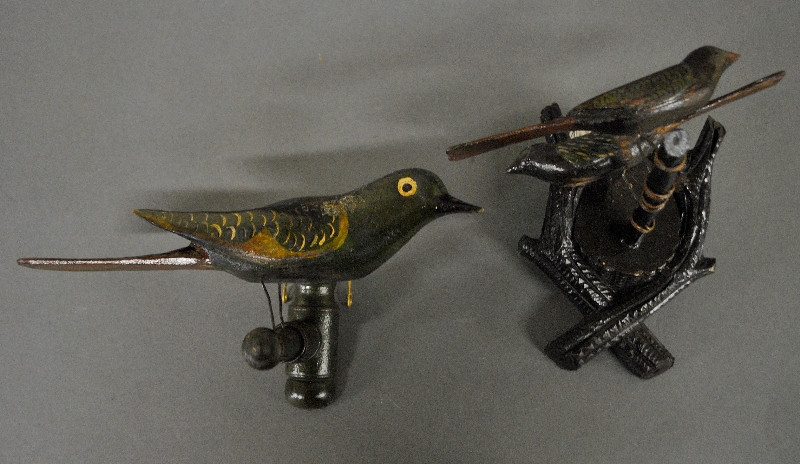 Appraisal: - Two painted and carved birds Largest- h x l