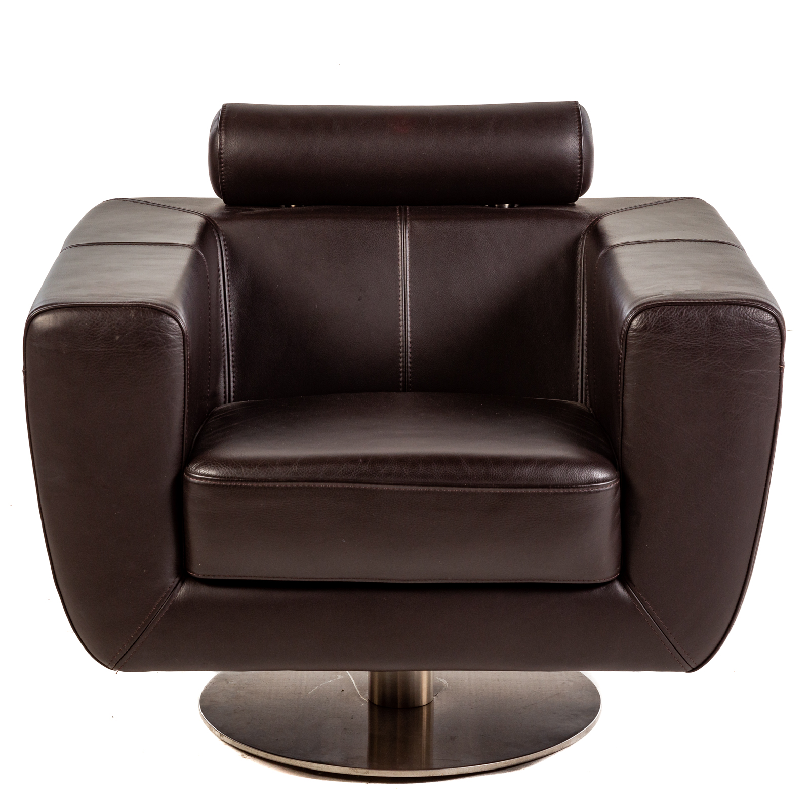 Appraisal: THEODORES CONTEMPORARY LEATHER SWIVEL CHAIR th century leather upholstery with