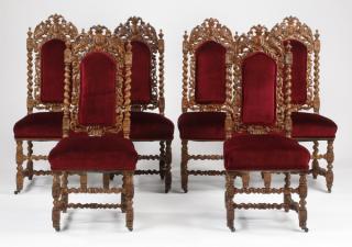 Appraisal: th c Continental carved oak chairs Set of late th