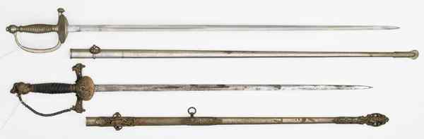 Appraisal: European and Fraternal Swords Lot of Two Lot includes one