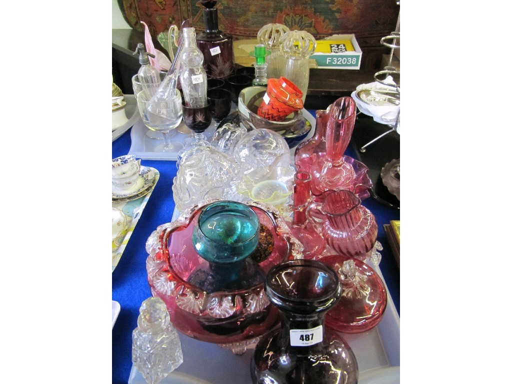 Appraisal: Lot comprising two trays of glassware - cranberry glass ruby