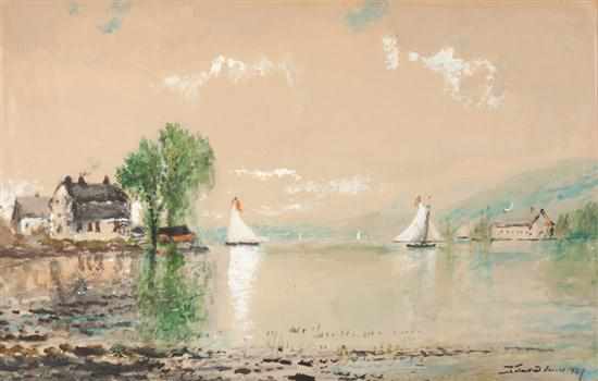 Appraisal: Edmund Darch Lewis American - Sailboats on Lake watercolor and