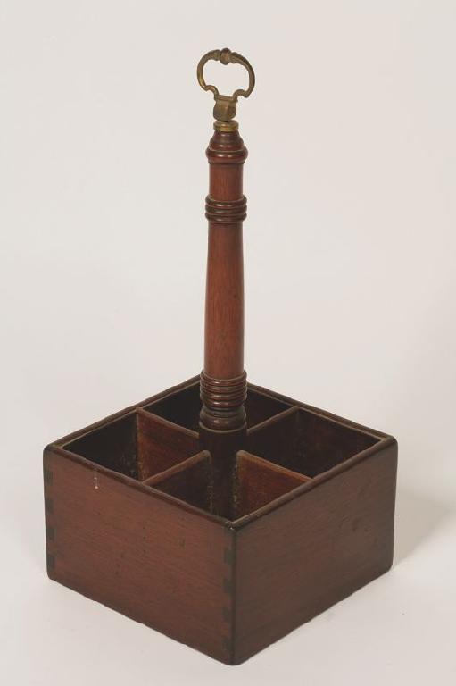 Appraisal: A REGENCY MAHOGANY BOTTLE CARRIER with a brass carrying handle