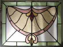 Appraisal: Three Art Nouveau stained glass panels one featuring a butterfly