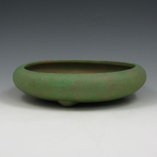 Appraisal: Roseville Early Carnelian - footed bowl in matte green over