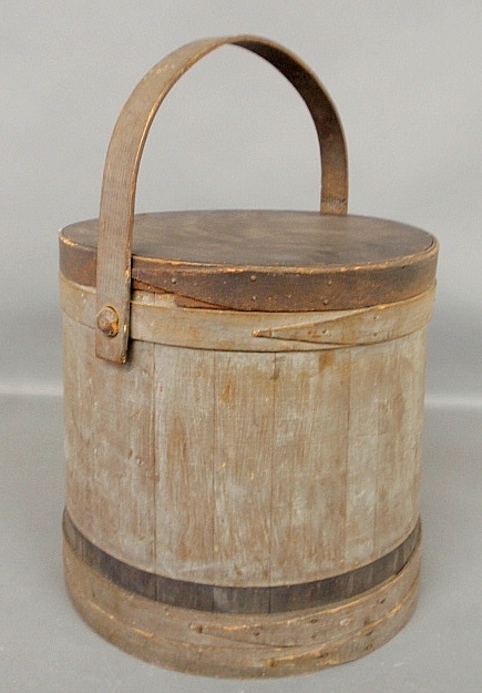 Appraisal: - Large wood firkin th c with original blue black