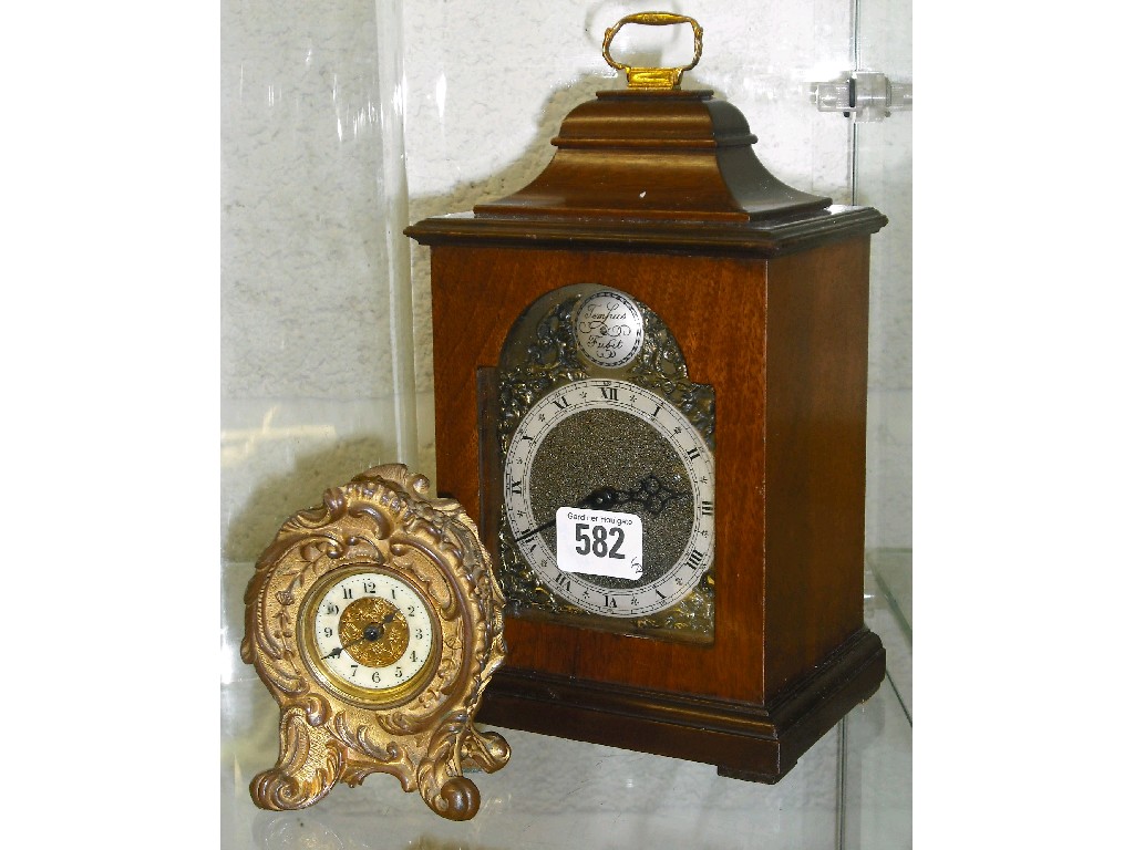 Appraisal: Small contemporary mahogany bracket timepiece with Rotherham's English movement the