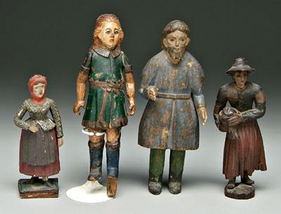 Appraisal: Group of four carved wood figures three female figures one