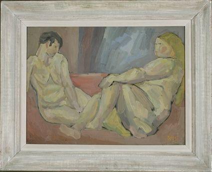 Appraisal: Jennings Tofel - Two Nude Women Oil on canvas signed