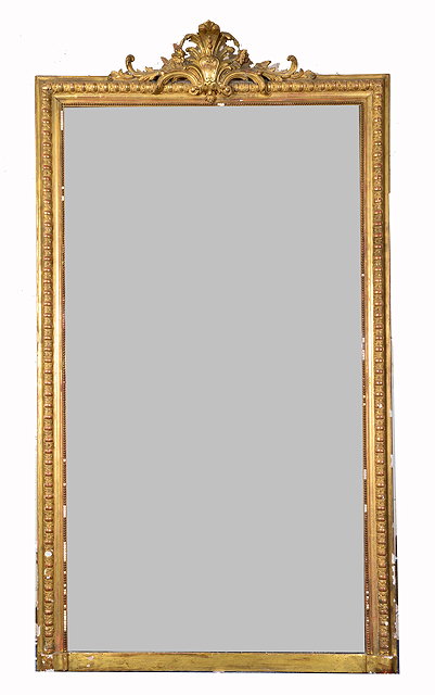 Appraisal: A LARGE TH CENTURY OVERMANTLE MIRROR with a gilded gesso