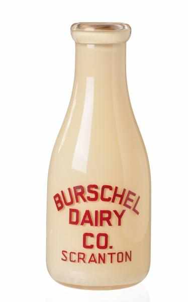 Appraisal: Burschel Dairy Tan Milk Bottle Description Scranton PA Condition Excellent