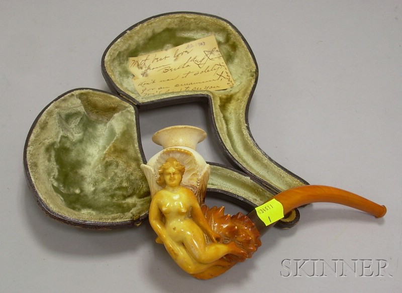 Appraisal: Carved Meerschaum Pipe with Figure of a Nude cased lg