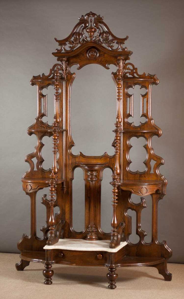 Appraisal: VICTORIAN WALNUT ETAGERE Mitchell Rammelsberg makers Cincinnati Ohio c -