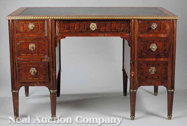 Appraisal: An Antique Louis XVI Parquetry and Mahogany Bureau the banded