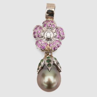 Appraisal: K White Gold Gray South Sea Pearl Diamond and Gemset